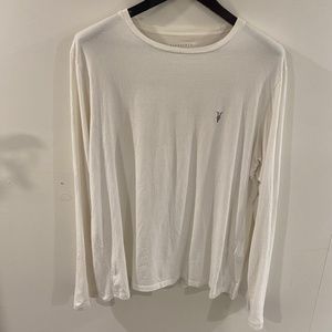 All Saints Ram Skull Logo Off-White Long Sleeve Crew T-Shirt XL